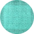 thumbnail image 1 of Ahgly Company Machine Washable Indoor Round Persian Turquoise Blue Traditional Area Rugs, 4' Round, 1 of 4