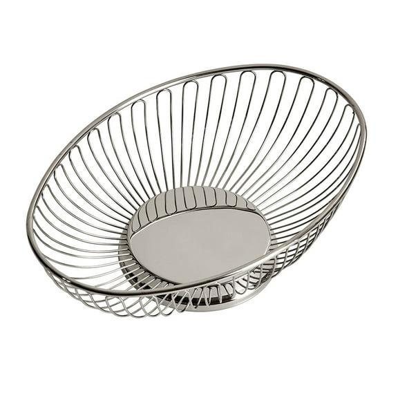 Contemporary Home Living 11.75" X 7.25" Stainless Steel Oval Ornate-Designed Wire Food Basket