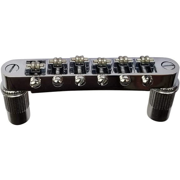 Long Beach Music Tune-O-Matic Bridge, 6 Roller Saddles, for Epiphone Les Paul Style Guitars, Chrome