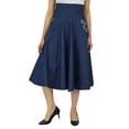 thumbnail image 3 of Bimba Women's Clissic Chic Knee Length a-line Denim Skirt High Waist Skirts, 3 of 9