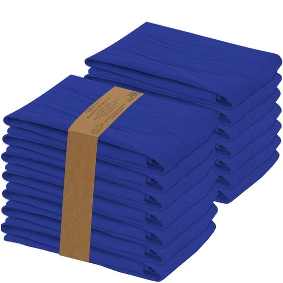RUVANTI Flour Sack Towels 12 Pack 28 x 28 Inches, Ring Spun 100% Cotton Dish Towel, Machine Washable, Absorbent - Flour Sack Kitchen Towels for Drying and Cleaning -Navy