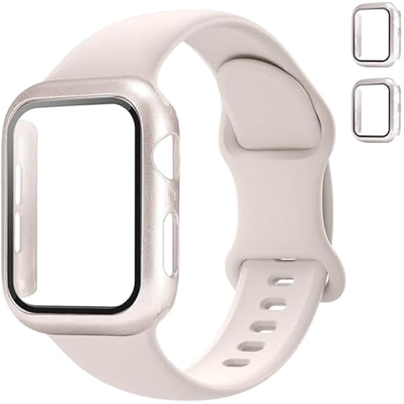 Sport Band and Case for Apple Watch Band 40mm 44mm 46mm 42mm 41mm 45mm 38mm iWatch Bands for Women/Men,Silicone Waterproof Strap with Cover Combo for Apple Watch Series 11 10 9 8 7 6 5 4 SE Ultra/2 3