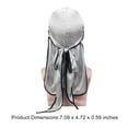 thumbnail image 5 of Silky Cap Bonnet Headwraps con cola larga Moda Elasticidad Flexible Ajustable para ciclistas Amantes del hip-hop Decoración diaria Silver Black Edge Scienceny  AP008480-10B, 5 of 5