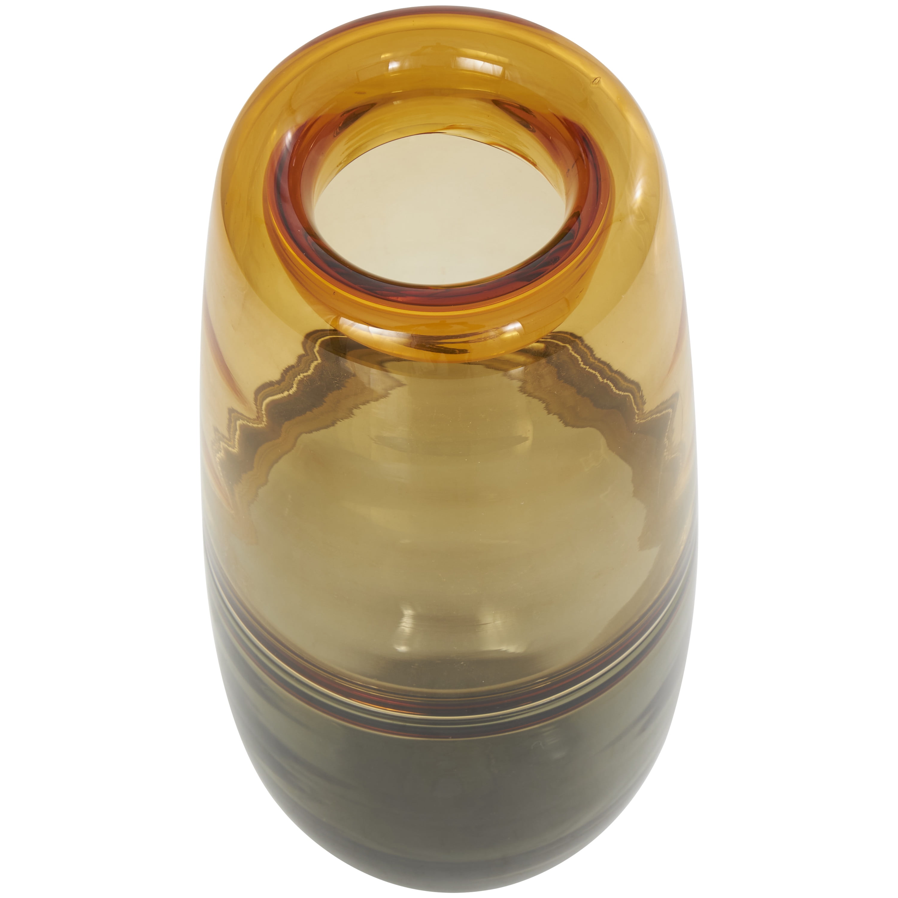 DecMode 14" Handmade Ombre Orange Glass Vase with Gray Base