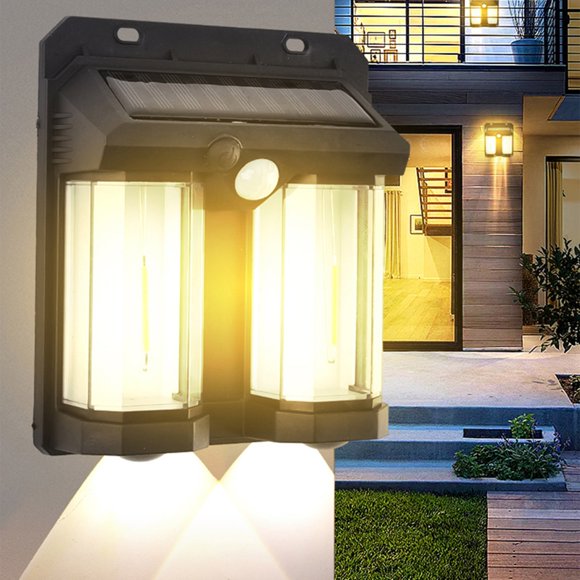 Antqov Solar Outdoor Wall Lamp Human Body Induction Three Tungsten Wall Lamp Garden Villa Courtyard Night Light Proof, Home Accessories