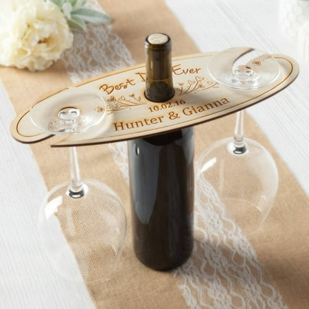 Best Day Ever Personalized Wood Wine and Glass