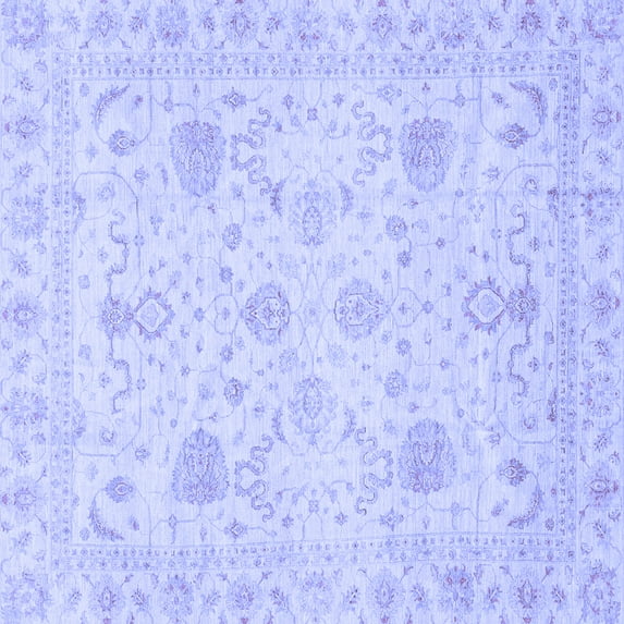 Ahgly Company Machine Washable Indoor Square Oriental Blue Traditional Area Rugs, 8' Square