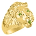 thumbnail image 3 of RYLOS Gold Plated Silver Lion Head Ring Color Stone Birthstones Eyes and Mouth Fun Designer Rings Peridot Jewelry Size 11, 3 of 8