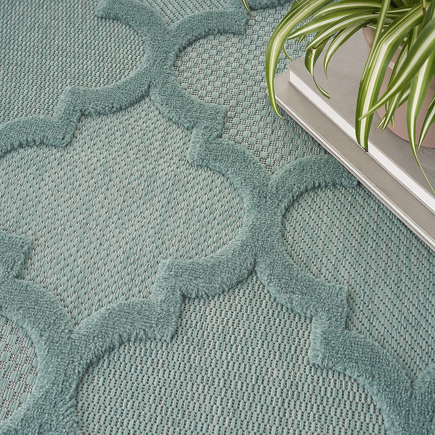 Nourison Easy Care 9' x 12' Aqua/Teal Indoor/Outdoor Rug