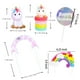 thumbnail image 5 of Juego de 21 banderas para pastel de feliz cumpleaños con unicornio, nubes, estrellas, luna y arcoíris., 5 of 5