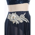 thumbnail image 6 of YiZYiF Womens 2-Piece Dance Outfits for Figure Skating Lyrical Dance Crop Top and Mesh Briefs Skirt Navy Blue S, 6 of 7