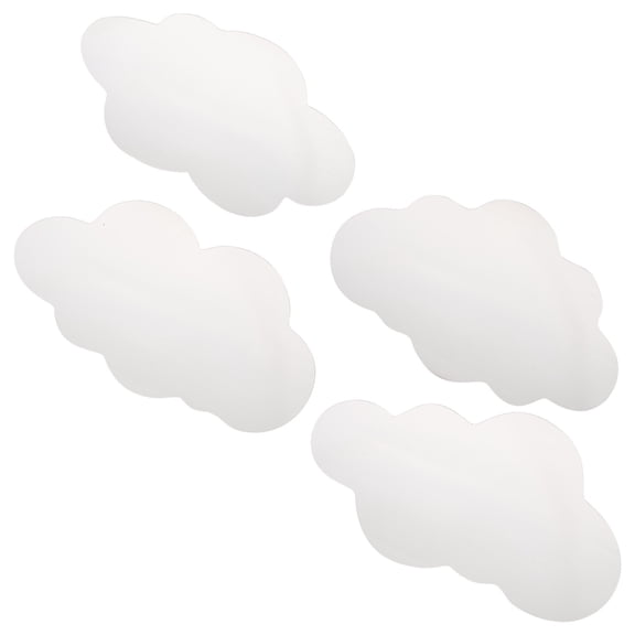 DEEPCRAFF Set of 4 White Acrylic Cloud Wall Mirrors, Space-Enhancing Decorative Mirrors with Strong Adhesive
