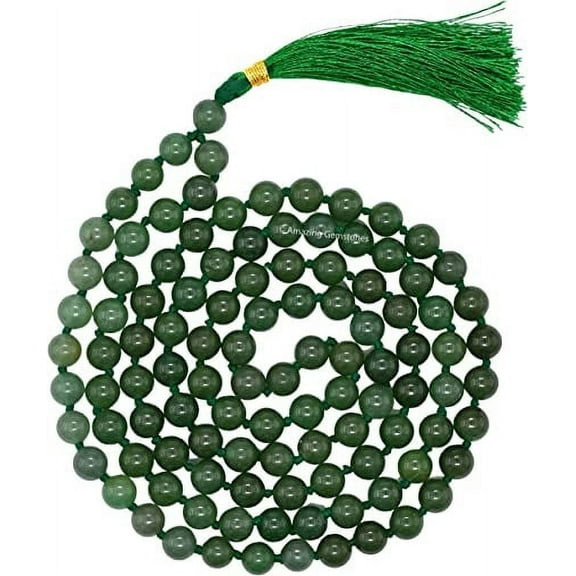 Green Aventurine Mala Beads 108 Buddhist Prayer Beads Japamala Hand Knotted