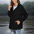thumbnail image 2 of Lightweight Rain Jacket Women, Yigetop Female Solid Color Hooded Sun Clothing Jacket Lightweight Close Fitting Sports Outdoor Long Sleeve Zipper Jacket Rain Coats for Women Black L, 2 of 5