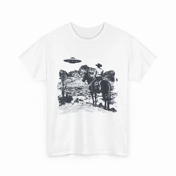 Cowboy Shirt, Outer Galaxy Tee, Alien UFO Themed Shirt for Sci-Fi Enthusiasts
