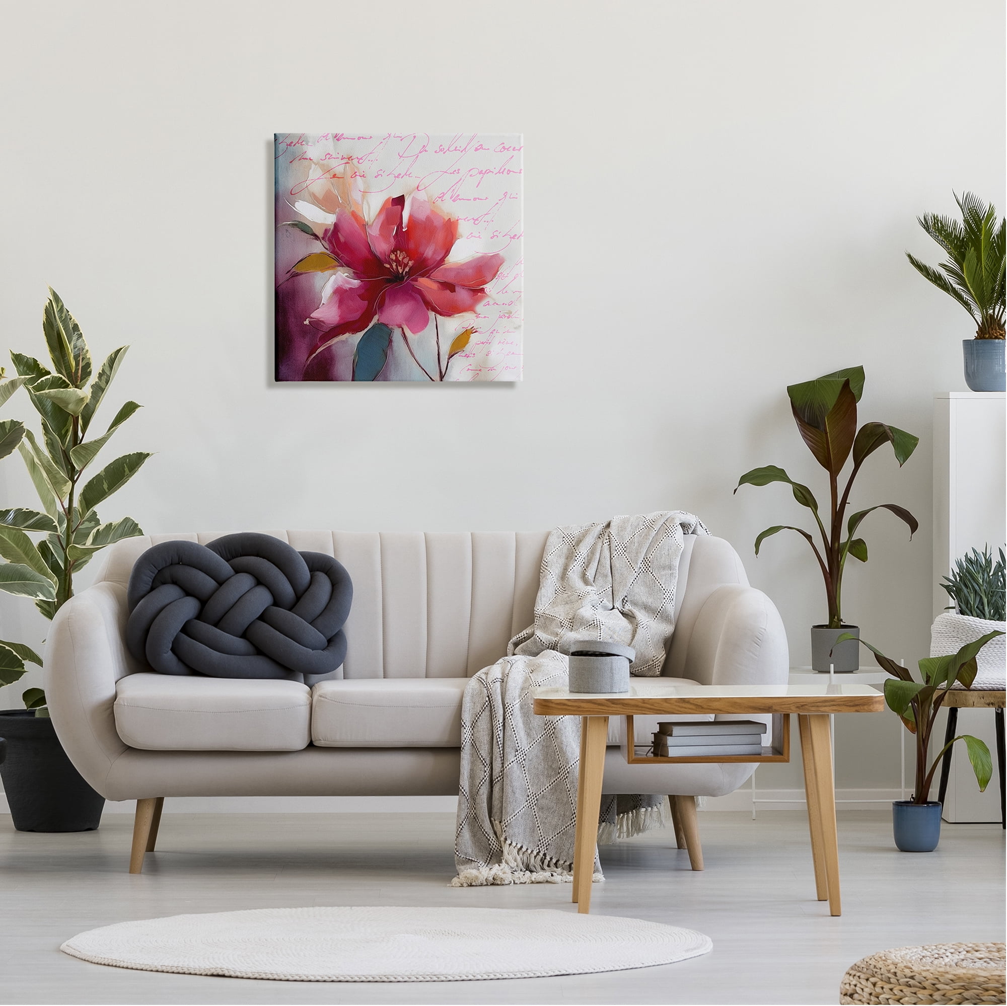 Stupell Industries Red Vintage Bloom Botanical & Floral Painting Gallery Wrapped Canvas Art Print Wall Art, 24 x 24