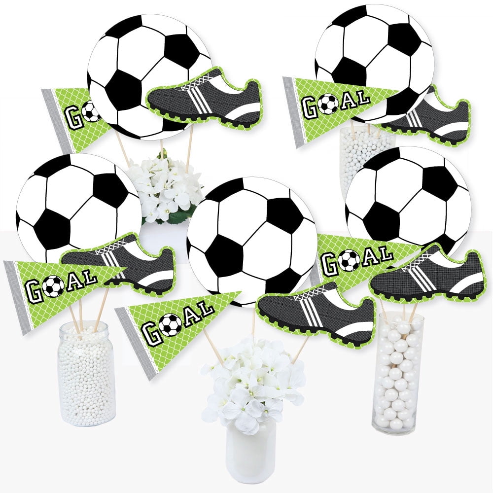 GOAAAL! - Soccer - Baby Shower or Birthday Party Centerpiece Sticks - Table Toppers - Set of 15