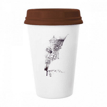 

Baroque Architecture Building Watercolor Painting Mug Coffee Drinking Glass Pottery Cerac Cup Lid