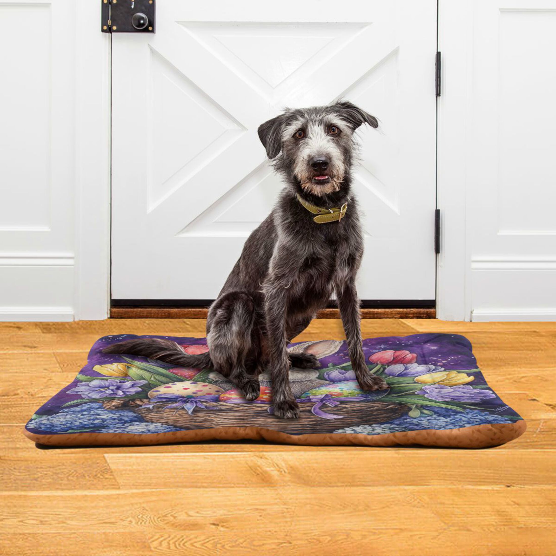 Qxltty Easter Rabbit Purple Pattern Ped Pad Wear-resistant and Hard to Bite Through Sleeping Pad for Small Medium Large Dogs Winter Pet Bed 36×24in