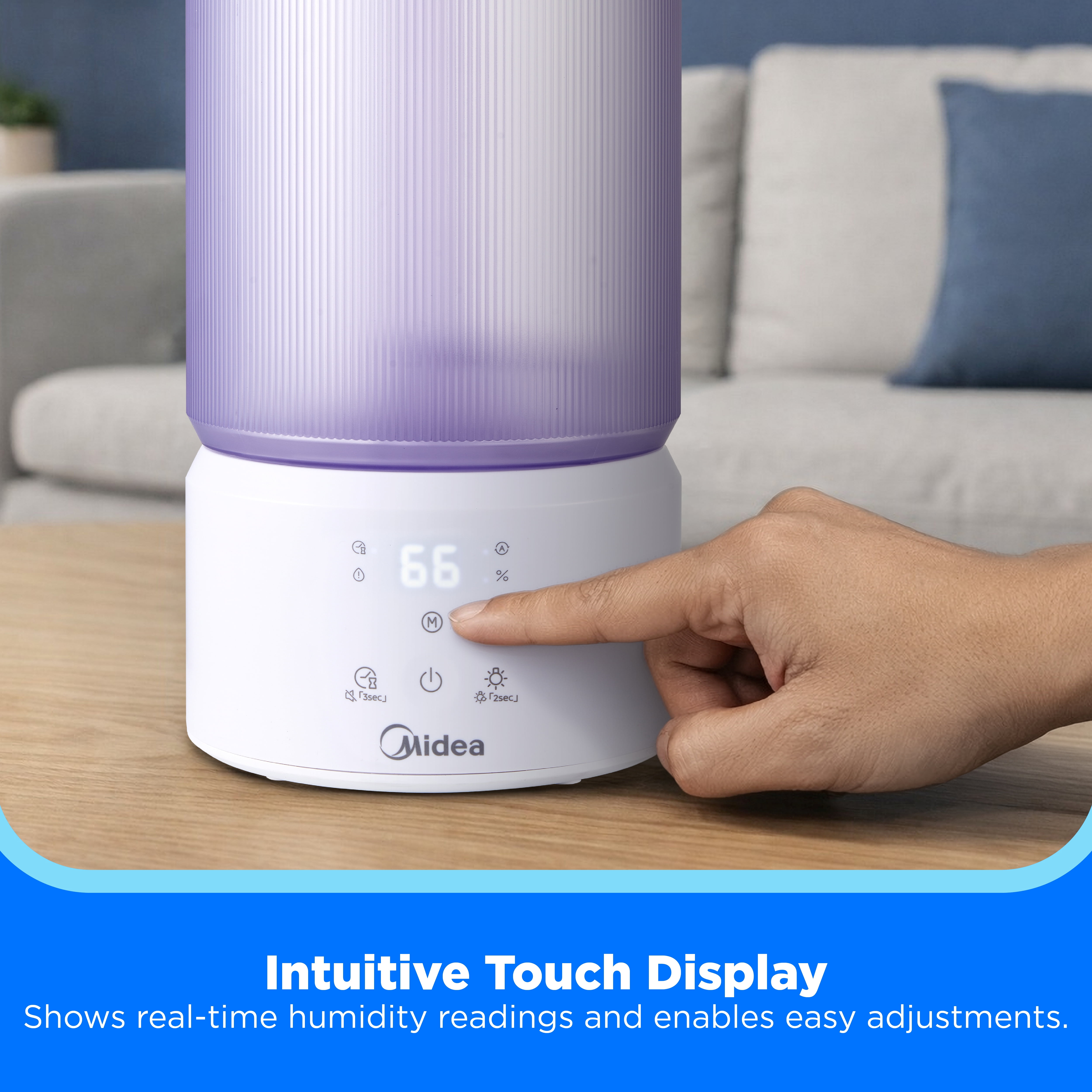 Midea 1 Gallon Ultra Sonic Cool Mist Humidifier with Whisper-Quiet operation, MSU16UC1DW