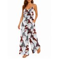 thumbnail image 2 of Women'S Summer Spaghetti Strap Jumpsuits Watercolor Gradient Flowers Loose Baggy Fit Wide Leg Rompers Casual Wear, 2 of 7