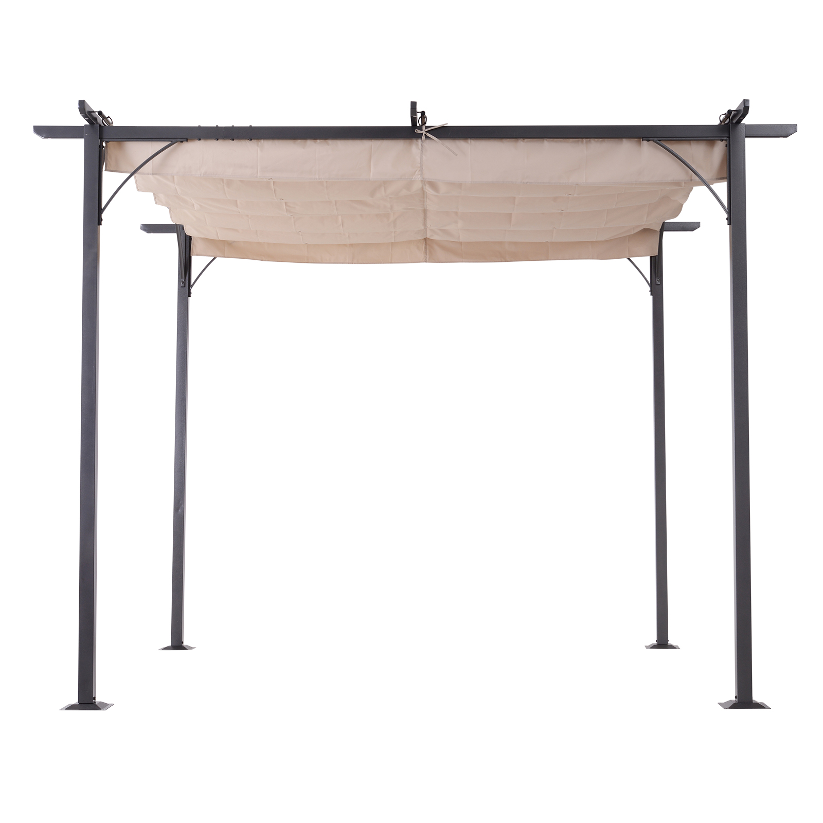 Outsunny 10' x 10' x 7.5' Beige and Black Polyester and Steel Pergola - image 3 of 10