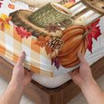 thumbnail image 3 of Full Size Fitted Sheet Set - Hedgehog Fall 3 Piece Bedding Sets 16" Deep Pocket Fitted Sheet with 2 Pillowcases, Thanksgiving Pine Cones Maple Wooden Plaid Brushed Microfiber Hotel Luxury Bed Sheets, 3 of 9