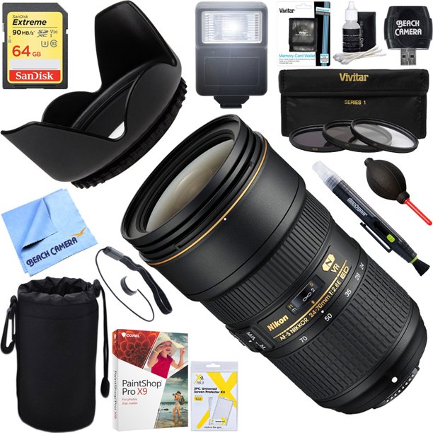 Nikon 052 24 70mm F 2 8e Ed Vr Af S Nikkor Zoom Lens For Nikon Dslr Cameras 64gb Ultimate Filter Flash Photography Bundle Walmart Com Walmart Com