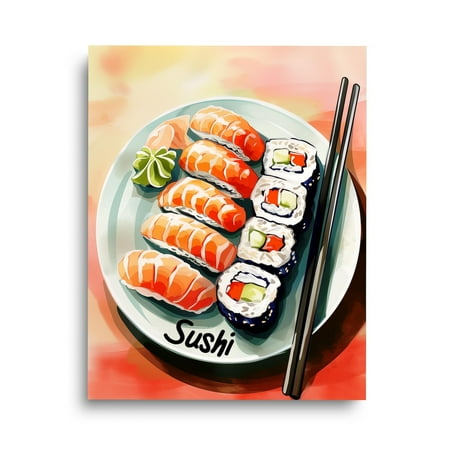 Tokyo Sushi Print, Japanese Kitchen Wall Art, Sushi Food Poster, Tokyo Travel Decor, Asian Restaurant Artwork, Foodie , Asia Food Art Home Decor #3592, Unframed Poster Size 8x12
