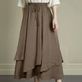 thumbnail image 6 of nerohusy Womens Renaissance Elastic High Waist Skirt Drawstring Double Layered Flowy Long Skirts Vintage Boho Skirts with Pockets 2025 Brown,XL, 6 of 7