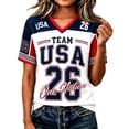 thumbnail image 3 of 2026 New USA Soccer Jersey Women, United States Jersey Soccer, Jersey USA V Neck Short Sleeve Football Shirt, USA Flag Soccer Jersey for Adult(Watermelon Red, 2XL), 3 of 6