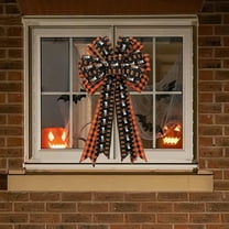 feimajia Halloween Bows for Wreaths Halloween Decoration Wreath Bowknot Imitation Hemps Fabric with Lace Edge Burlaps Pumpkin Ghost Pattern Bowknot