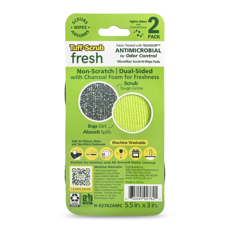 サプリメント Tuff Tuff-Scrub Fresh Microfiber Scrub-N-Wipe Cleaning Sponge Pad, 2