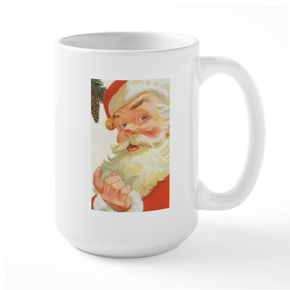 CafePress - Vintage Christmas Santa Claus Large Mug - 15 oz Ceramic Large White Novelty Mug
