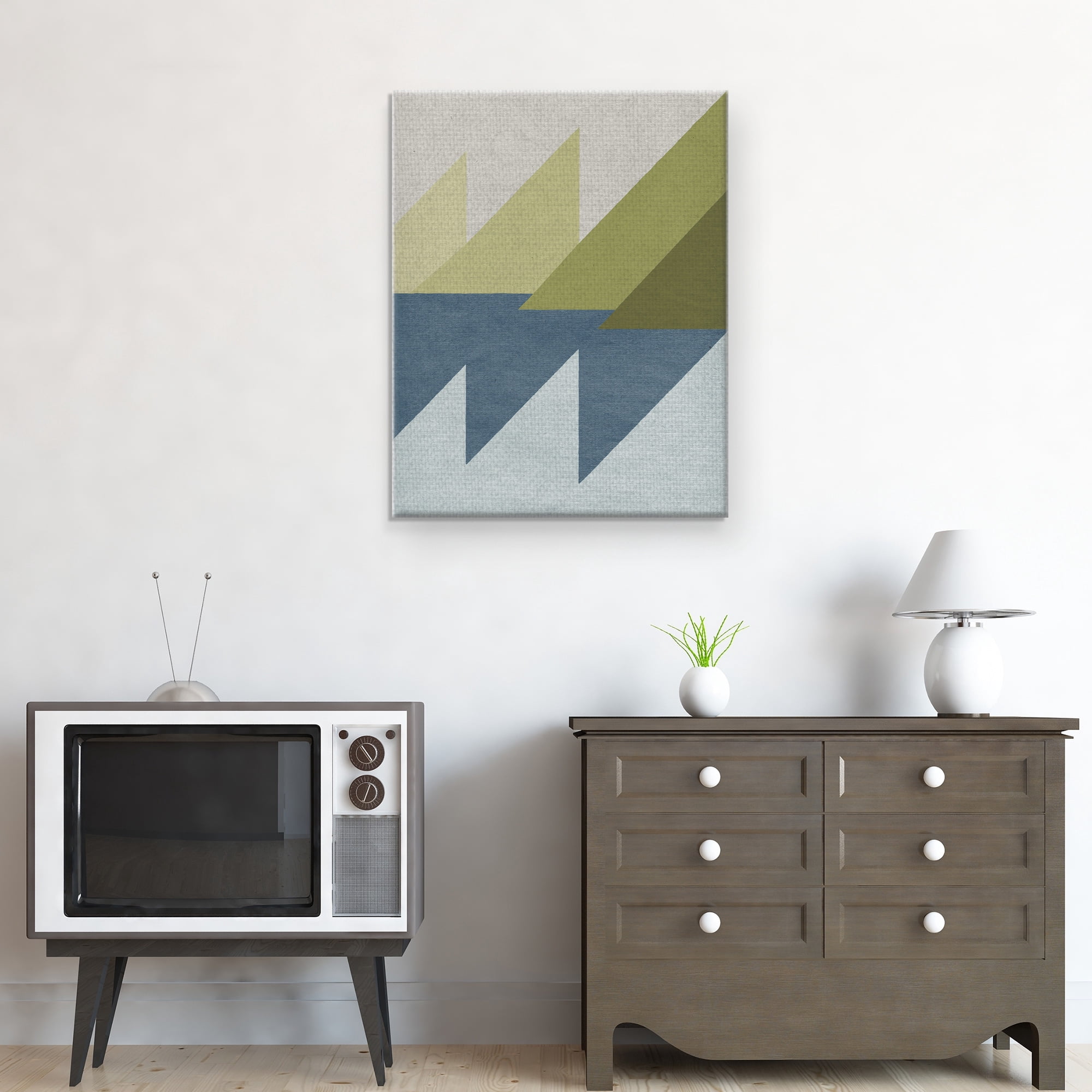 Masterpiece Art Gallery New Linen Geometrics D Triangular Abstract By GI ArtLab Canvas Art Print 22" x 28"