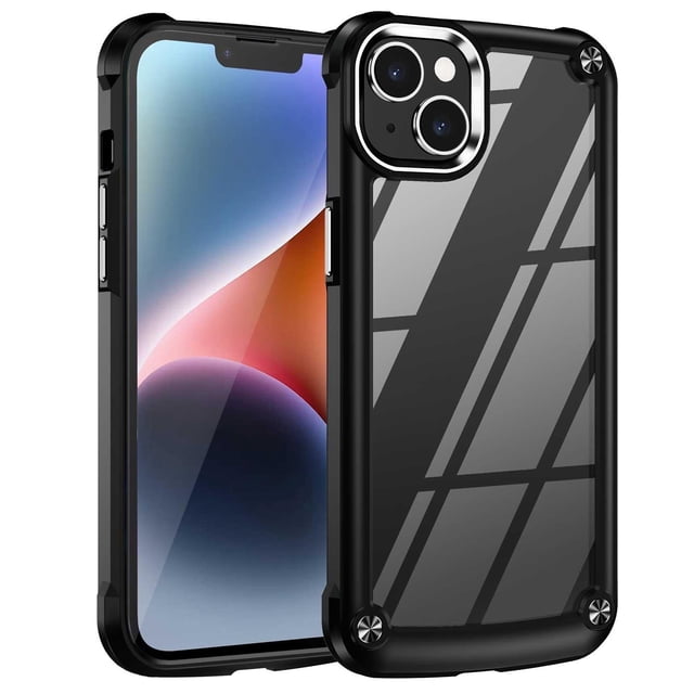 Funda TEKKU Shock Hardshell para iPhone 15 PLUS Negra Transparente