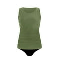 thumbnail image 4 of WCMZJ Womens Tankini Bathing Suits Two Piece Tummy Control Swimsuits Ruched Tank Top with Bikini Bottom Army Green S, 4 of 5