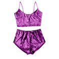 thumbnail image 1 of ICHUANYI Clearance Women's Sexy Homewear V-neck Golden Diamond Velvet Sling Set Sexy Lingerie(Purple, XL) Ichuanyi Ichuanyi, 1 of 3