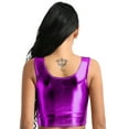 thumbnail image 3 of MSemis Women's Shiny Sleeveless Crop Top Dance Tank Vest One Size, 3 of 4