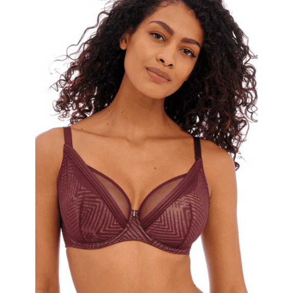 Freya Womens Tailored Underwire High Apex Plunge Bra Dark Cherry 38G
