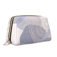 thumbnail image 2 of Large Clutch Leather Makeup Bag, Bohemian Simple Round Travel Toiletries Bag, Ladies Cosmetic Storage Bag, 2 of 8