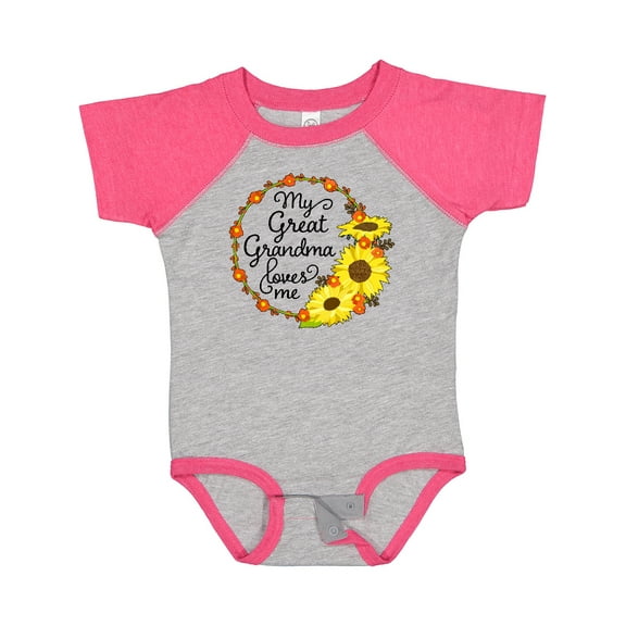 Inktastic My Great Grandma Loves Me with Sunflower Wreath Boys or Girls Baby Bodysuit