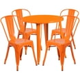 thumbnail image 2 of Flash Furniture Commercial Grade 30" Round Orange Metal Indoor-Outdoor Table Set with 4 Cafe Chairs, 2 of 5