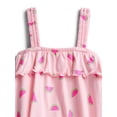 thumbnail image 2 of Wonder Nation Baby Girls' Ruffle Print Tank Romper, Sizes 0M-24M, 2 of 3