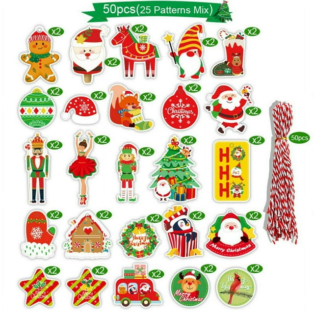 1Set New Year Party Christmas Gift Tags Christmas Tree Shape Paper Tag Merry Christmas Packaging Label Tag Party Decor