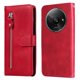 thumbnail image 1 of KAIYANG Funda magnética con cremallera y bolsillo para Xiaomi Redmi A3/Poco C61 4G, con textura de piel de becerro, color negro, rojo y multicolor, 1 of 5