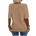 thumbnail image 5 of Women's Summer V-neck Solid Color Half Sleeve Match Simple Casual T-shirt Tops, 5 of 5