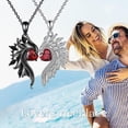thumbnail image 5 of Colgante de pareja con alas de ángel del diablo, circonitas de amor con diamantes, collar sencillo de regalo para el día de San Valentín en blanco y negro europeo y americano, 5 of 5