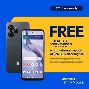 Walmart Family Mobile BLU View Speed Ultra, 64GB, 5G, Gray - Prepaid Smartphone [Locked to Walmart Family Mobile]