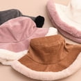 thumbnail image 4 of COCOpeaunt Solid Travel Winter Bucket Hats Women Corduroy Panama Hat Thick Warm Plush Fisherman Cap for Girl Crimping Basin Ski Hat, 4 of 6